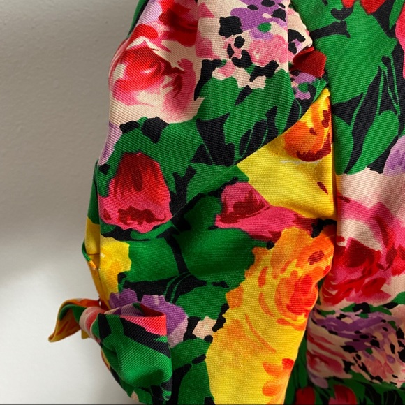 Vintage Julliard Floral Vacation Button Down Puff Sleeve Midi Dress 8 - Picture 6 of 9